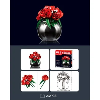 SET DE MONTAJE 313 PIEZAS MACETA CON ROSAS